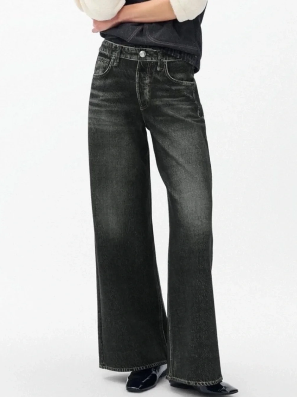 Rag And Bone Miramar Sofie Wide-Leg Faux Jean in Cotton Terry | 25 - Picture 1 of 12